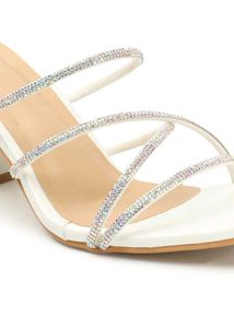 Iconics White Rhinestone Heels - Size 6