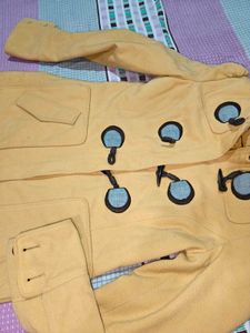 Yellow Hooded Toggle Coat