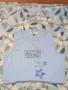 Cute "Cupid's Chaos" Baby Blue Tank Top
