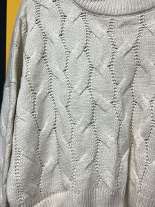 Cream Cable Knit Cropped Sweater
