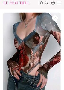 Renaissance Print Sheer Bodysuit