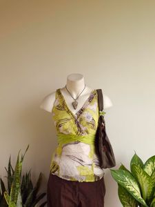 100% Silk Floral Tie Top