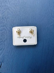 Pearl Bow Stud Earrings