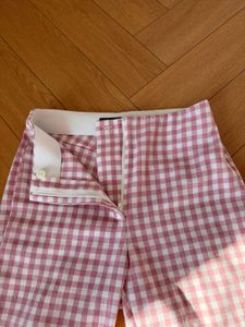 Zara Pink Straight Plaid Pants