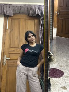 Black T-Shirt with Heartbeat Heart Design
