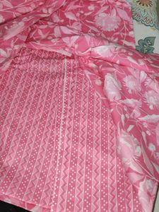 Pink Floral dress material