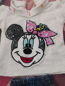 Cute Minnie Mouse T-Shirt &amp; Denim Shorts Set