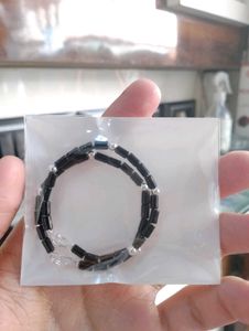 Black Moti Baby Kadli Pair Pure Silver
