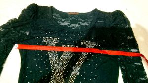 Very Beautiful Puff Net Sleeve Top