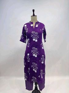 Purple Floral Print Kurti Sets Xxl Available