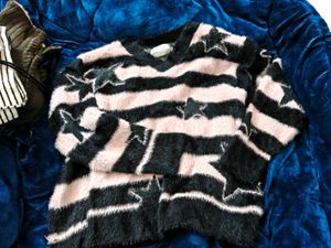 Striped Star V-Neck Sweater