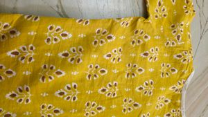 Yellow Printed Cotton Kurta and pyjama set
