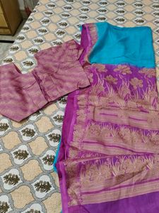 Original silk saree with stiched blouse
