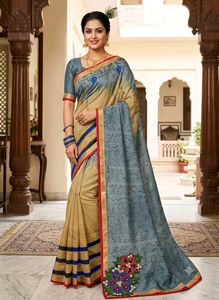 Beautiful Printed Saree with Embellishments 1