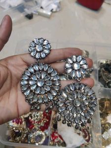Exquisite Oxidized Floral Jhumka Earrings