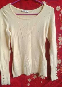 Cream Textured Knit Korean top 💖
