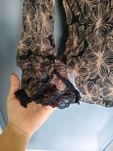 Sheer Floral Long Sleeve Top