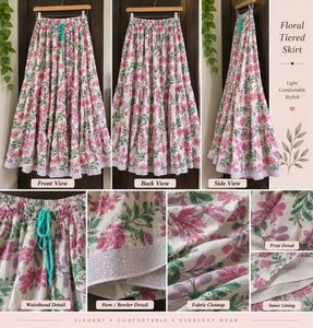 Bohemian Floral Tiered Maxi Skirt