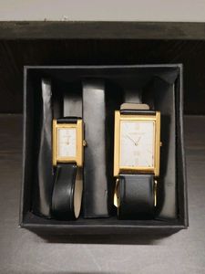Vintage Elegant Gold & Black Watch Set for Men & W