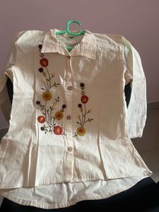 New Embroidered Cream Kurta