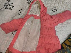 Pink Puffer Coat with Bunny Ears
