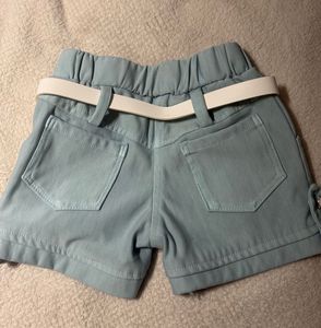 Blue Shorts with White Belt