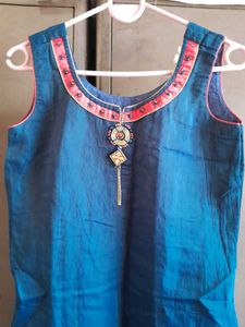 Teal Kurta Set with Red Dupatta