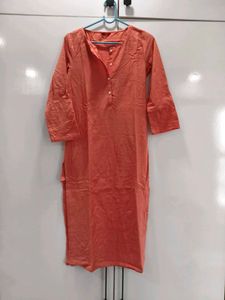 W peach Cotton Kurta