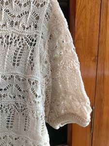 Cream Cable Knit Short Sleeve Top