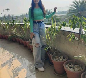 H&amp;M Mint Green Ribbed Long Sleeve Top