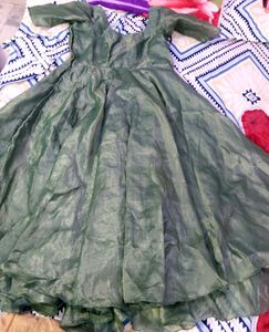 Elegant Olive Green Ethnic Gown