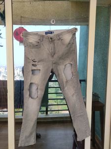 Blue Saint Highly Distressed Jeans In Grey