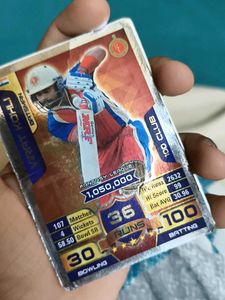 Total of ten cricket attax trading cards
