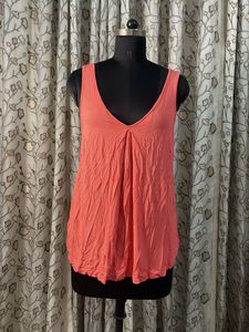 Coral V-Neck Sleeveless Top