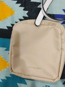 White Floral Handbag with Pouch