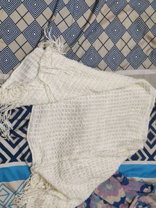 Cream Woven kaftan with Fringe