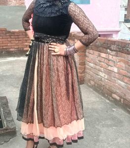 Lace Net &amp; Velvet Anarkali
