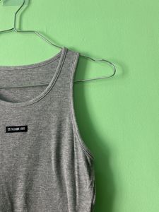Ribbed Grey Cropped Tank Top