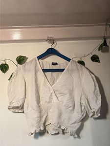 White Smocked Crop Top
