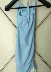 Baby Blue Ribbed Halter Dress