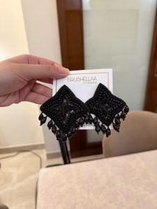 Black Beaded Earrings 🖤