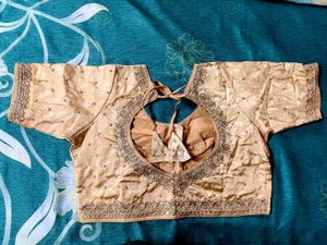 Gold heavy work Silk Blouse
