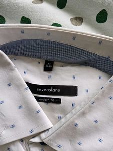 Sevensigns Dress Shirt - White w/ Blue Dots