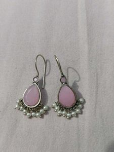 Pink Stone Drop Earrings