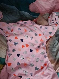 Cute Pink Girls Cotton Co-ord Set | Heart Print Sh