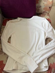 Classic White Ribbed Long Sleeve Top