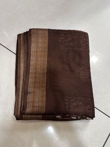 Elegant Brown Saree with Textured Border