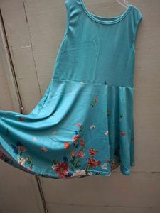 White Rose Print Sleeveless frock