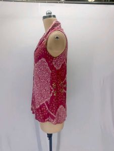 Women's Pink Printed Sleeveless Blouse