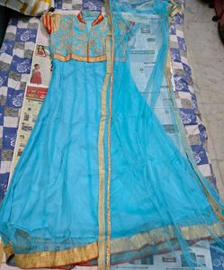 Beautiful Blue Anarkali Gown with dupatta